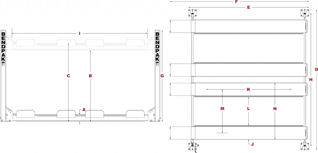 HD-9SW-Double-Wide-Four-Post-Lift-Specifcations-Diagram